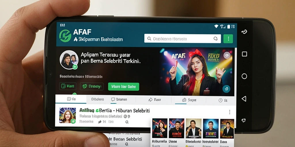 Tampilan antarmuka aplikasi AFAF dengan berita selebriti terbaru.
