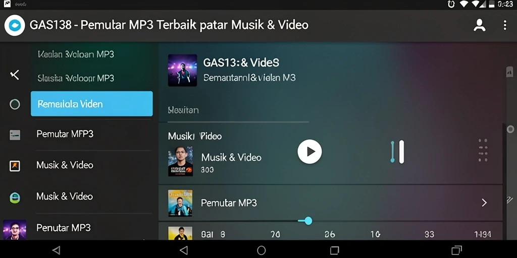 Tampilan antarmuka sederhana dan menarik dari aplikasi Pemutar MP3.