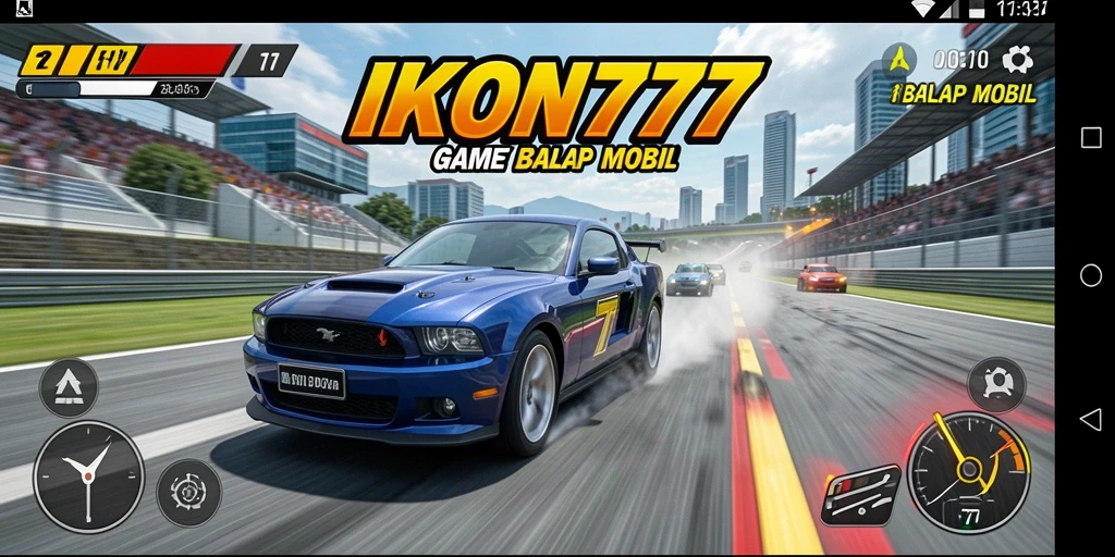 Antarmuka <strong>IKON777</strong> dengan grafis balap yang memukau.