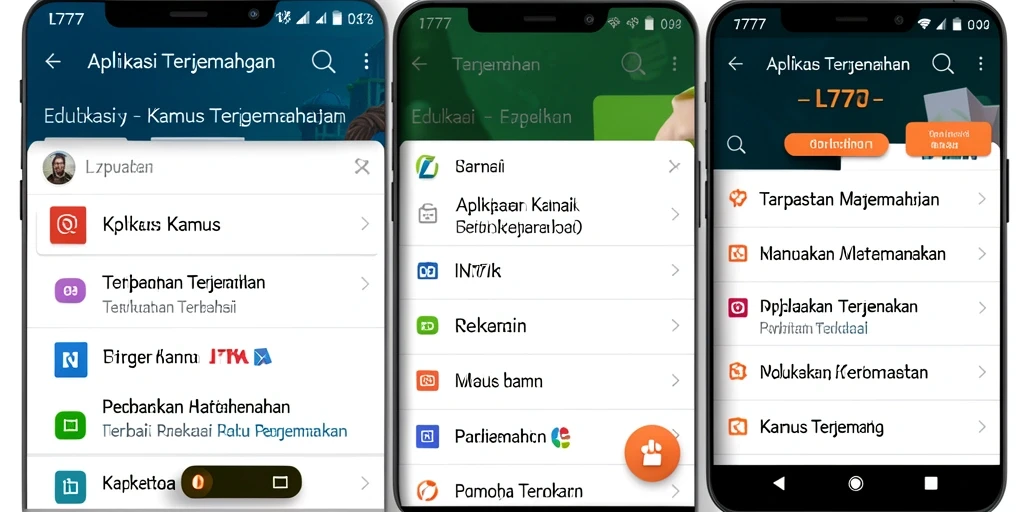 Antarmuka sederhana dan intuitif aplikasi Kamus Terjemahan L777.