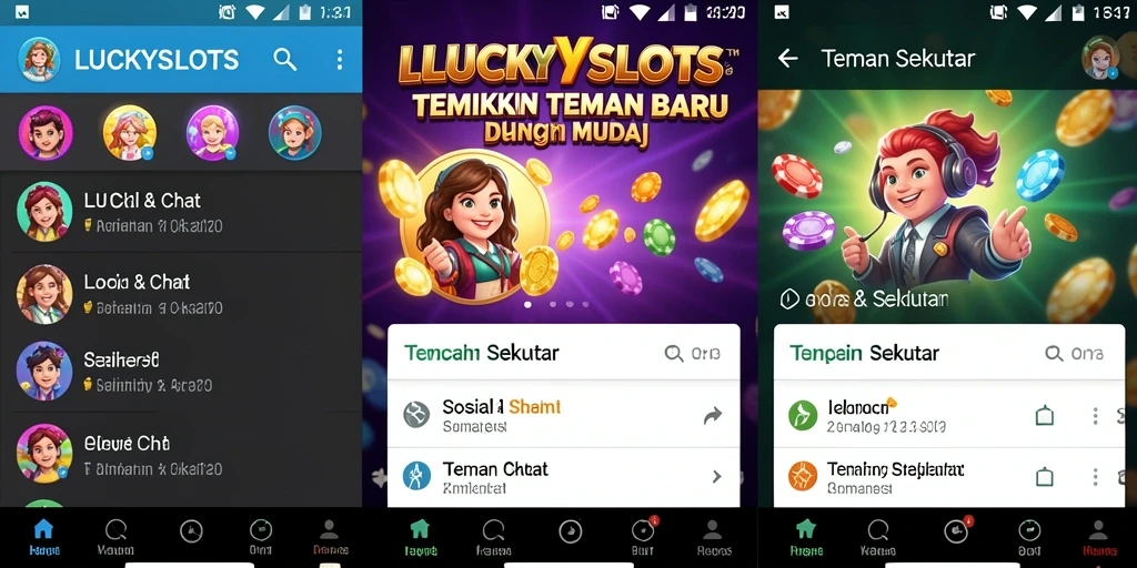 Antarmuka <strong>LUCKYSLOTS</strong> yang memudahkan menemukan teman di sekitar.
