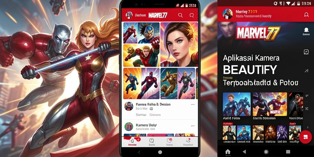 Tampilan antarmuka pengguna aplikasi MARVEL77 saat melakukan pengeditan foto.
