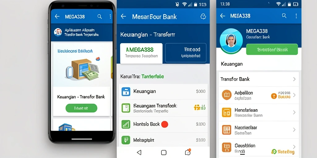 Tampilan antarmuka aplikasi MEGA338 untuk Transfer Bank yang ramah pengguna.